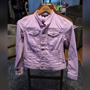 Talbot's Purple Ruffle Neck Denim Jacket
